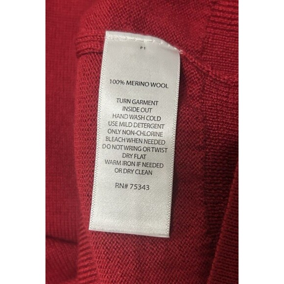 Ethan Pierce Mens Size M 100% Extra Fine Merino Wool Red V Neck Pullover Sweater - Picture 5 of 5